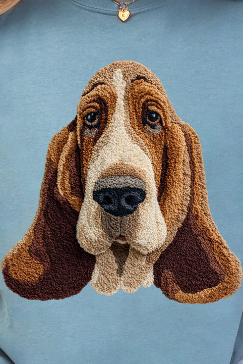 Faux Yarn Basset Hound Comfort Colors Adult Ring-Spun Cotton Tee