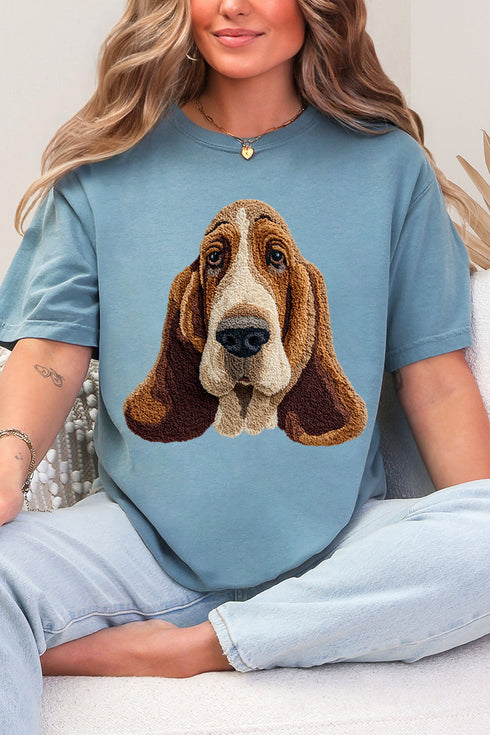 Faux Yarn Basset Hound Comfort Colors Adult Ring-Spun Cotton Tee