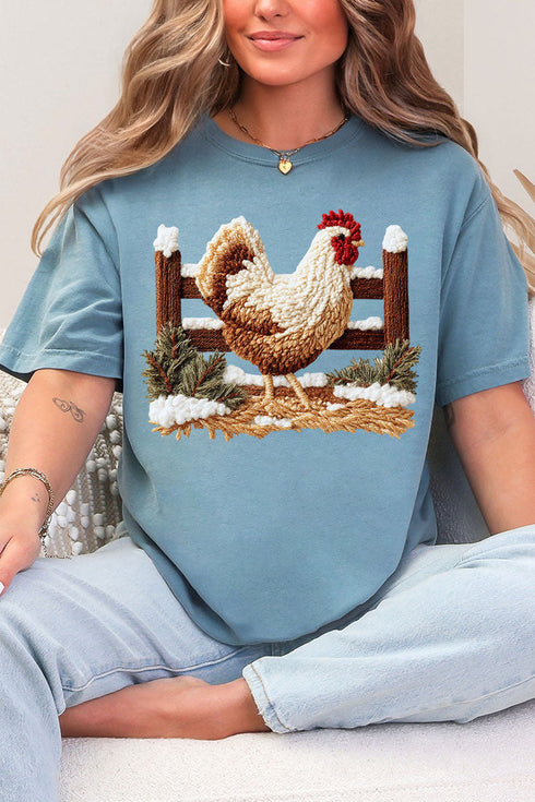 Faux Yarn Winter Chicken Comfort Colors Adult Ring-Spun Cotton Tee