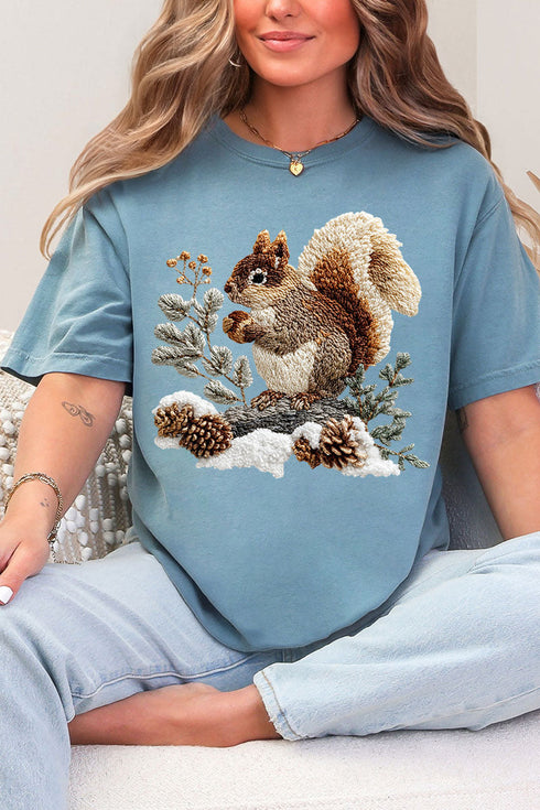Faux Yarn Winter Squirrel Comfort Colors Adult Ring-Spun Cotton Tee
