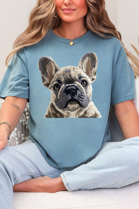 Faux Yarn French Bulldog Comfort Colors Adult Ring-Spun Cotton Tee