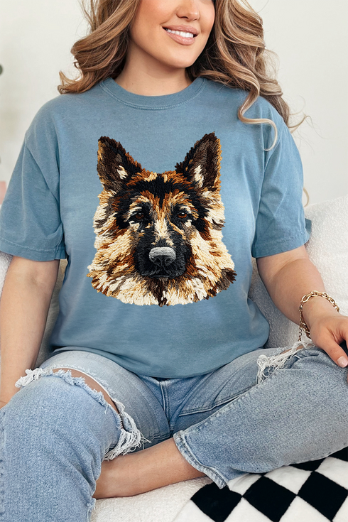 Faux Yarn German Shepherd Comfort Colors Adult Ring-Spun Cotton Tee