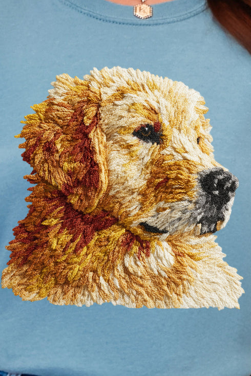 Faux Yarn Golden Retriever Comfort Colors Adult Ring-Spun Cotton Tee