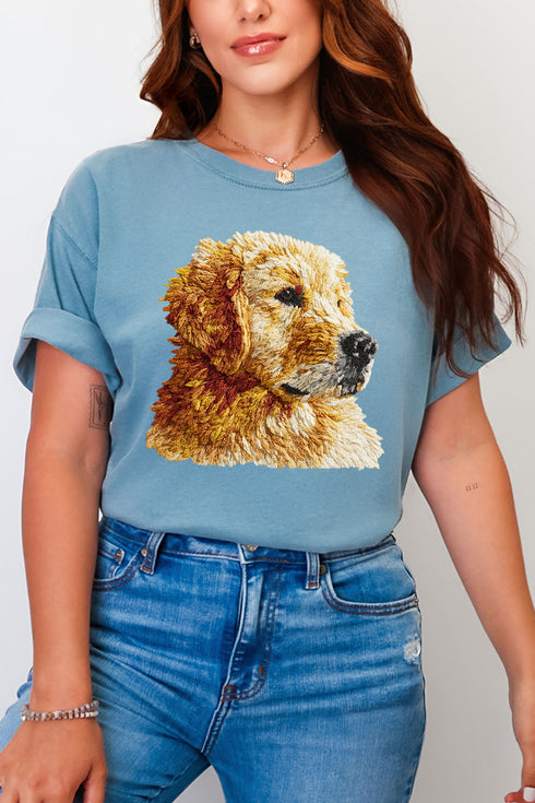 Faux Yarn Golden Retriever Comfort Colors Adult Ring-Spun Cotton Tee