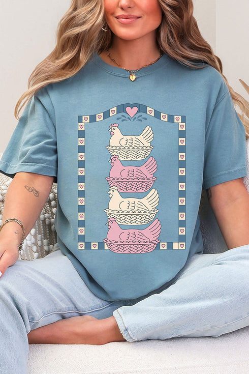Hen Stack Hearts Comfort Colors Adult Ring-Spun Cotton Tee