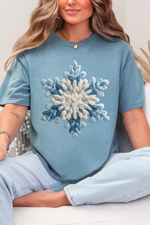 Faux Yarn Snow Day Snowflake Comfort Colors Adult Ring-Spun Cotton Tee