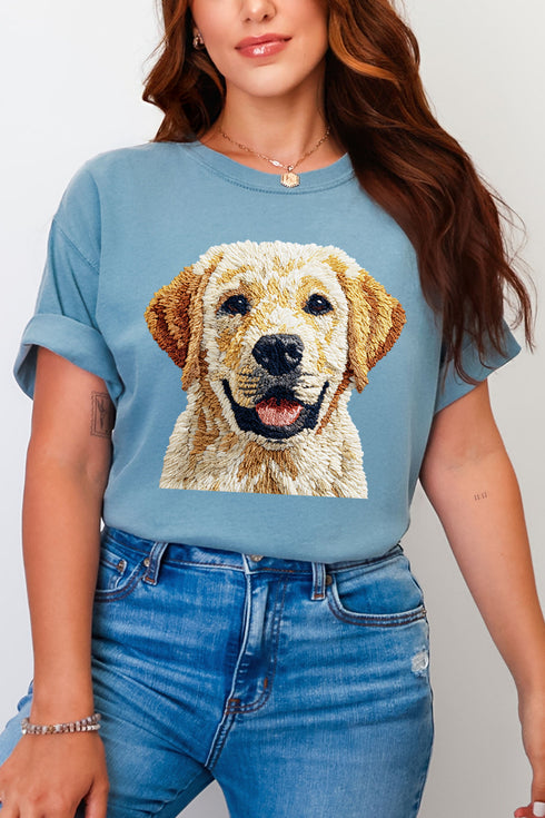 Faux Yarn Yellow Labrador Retriever Comfort Colors Adult Ring-Spun Cotton Tee