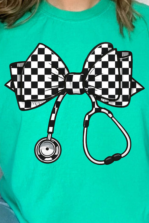 Checkered Black Stethoscope Comfort Colors Adult Ring-Spun Cotton Tee
