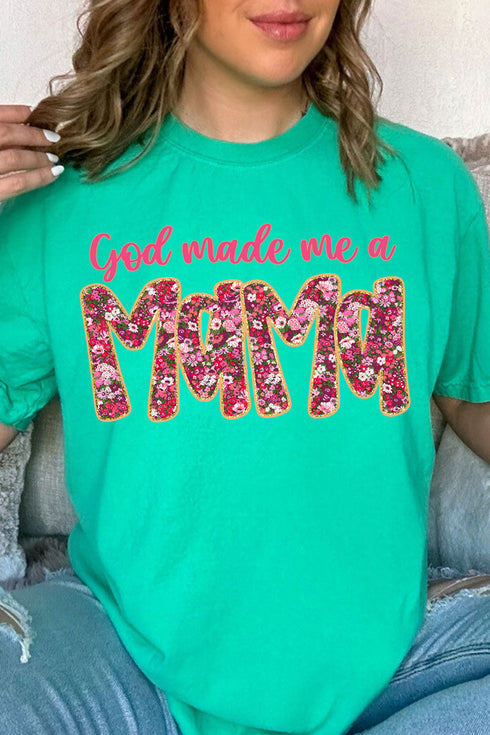 Pink God Made Me A Mama Comfort Colors Adult Ring-Spun Cotton Tee