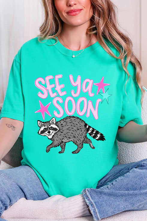 See You Soon Raccoon Full Front & Back Design Comfort Colors Adult Ring-Spun Cotton Tee