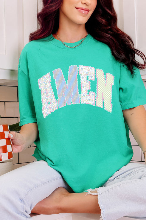 Garden Gingham Amen Comfort Colors Adult Ring-Spun Cotton Tee