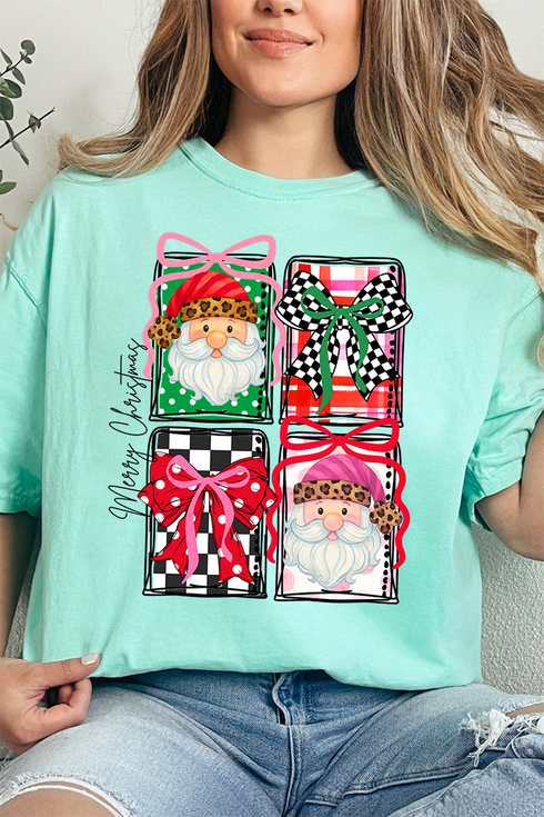 Merry Christmas Leopard Doodle Comfort Colors Adult Ring-Spun Cotton Tee