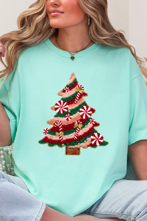 Faux Yarn Candy Cane Wishes Comfort Colors Adult Ring-Spun Cotton Tee