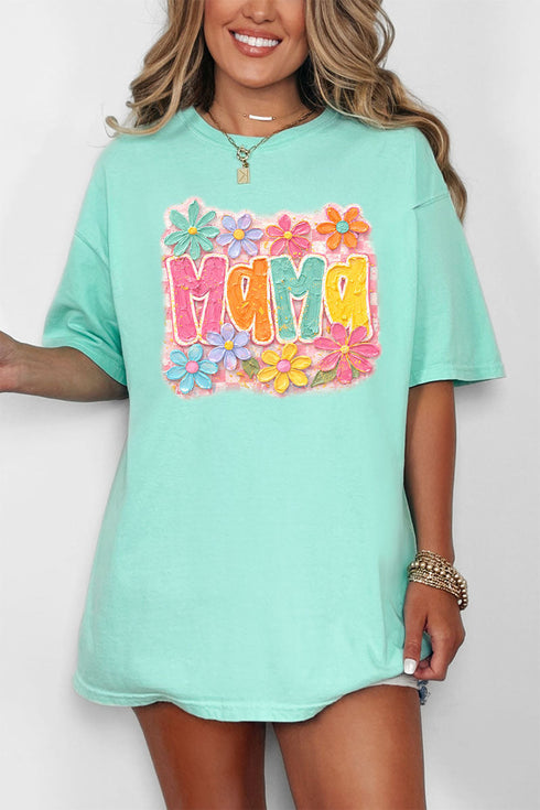Floral Painted Mama Comfort Colors Adult Ring-Spun Cotton Tee