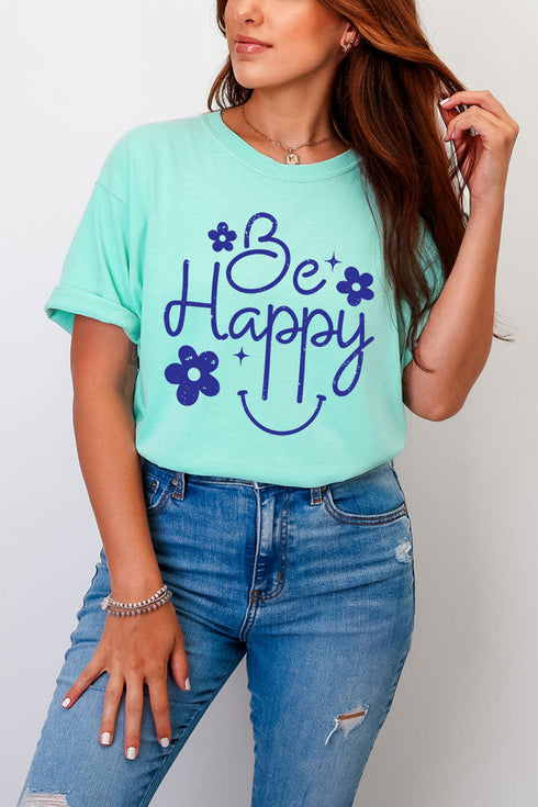 Flower Be Happy Comfort Colors Adult Ring-Spun Cotton Tee