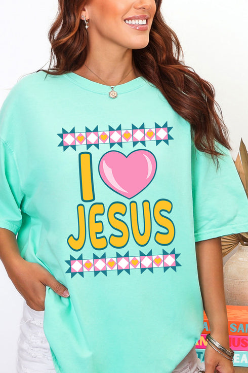 Folk Faith: I Love Jesus Comfort Colors Adult Ring-Spun Cotton Tee