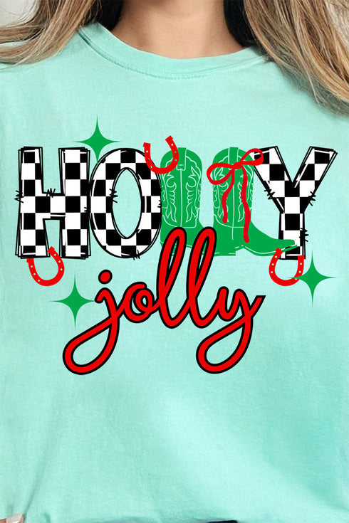 Holly Jolly Boots Comfort Colors Adult Ring-Spun Cotton Tee