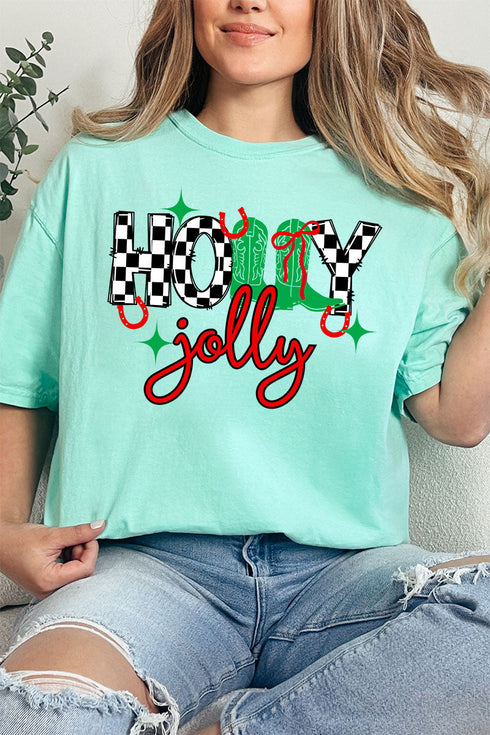 Holly Jolly Boots Comfort Colors Adult Ring-Spun Cotton Tee