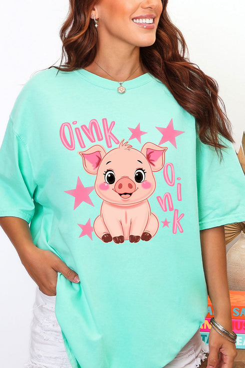 Oink Oink Shake Full Front & Back Design Comfort Colors Adult Ring-Spun Cotton Tee