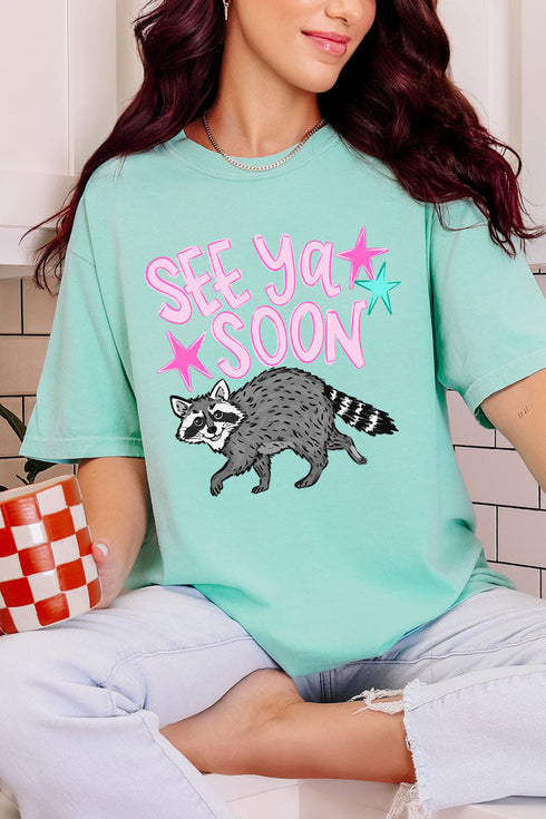 See You Soon Raccoon Full Front & Back Design Comfort Colors Adult Ring-Spun Cotton Tee