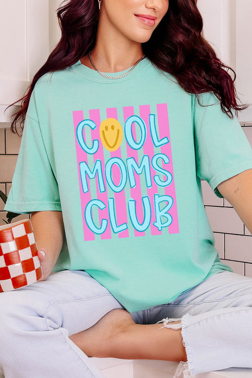 Striped Happy Cool Moms Club Comfort Colors Adult Ring-Spun Cotton Tee
