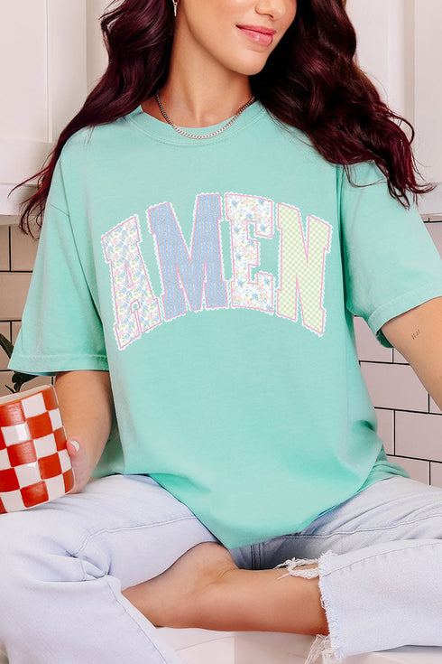 Garden Gingham Amen Comfort Colors Adult Ring-Spun Cotton Tee