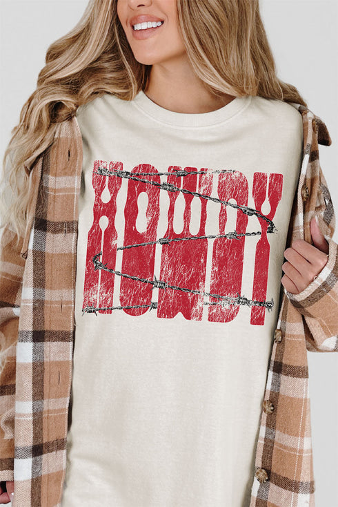 Barbed Wire Howdy Comfort Colors Adult Ring-Spun Cotton Tee