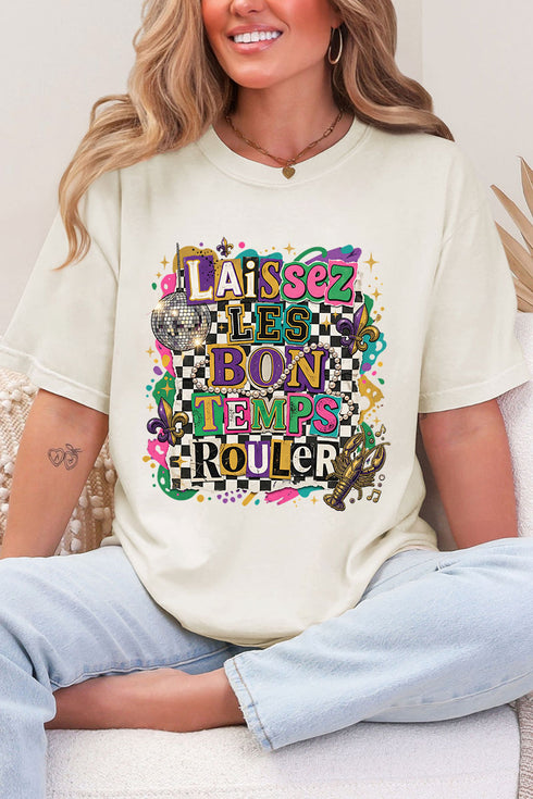 Bold Laissez Les Bon Temps Rouler Comfort Colors Adult Ring-Spun Cotton Tee