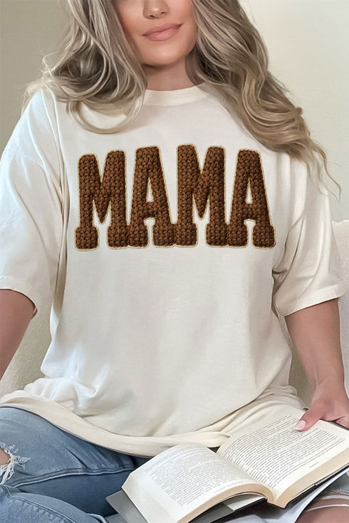 Brown Faux Threaded Mama Comfort Colors Adult Ring-Spun Cotton Tee