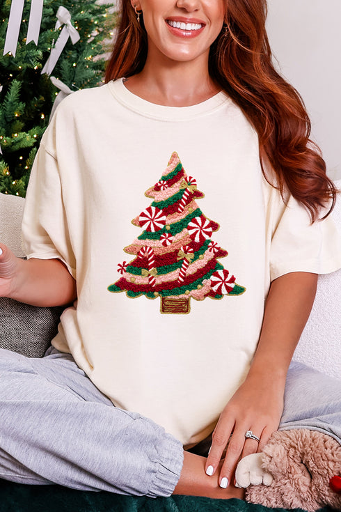 Faux Yarn Candy Cane Wishes Comfort Colors Adult Ring-Spun Cotton Tee