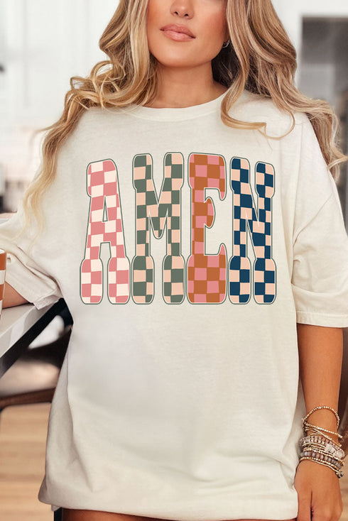 Checkered Amen Comfort Colors Adult Ring-Spun Cotton Tee