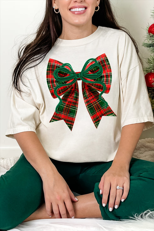Christmas Plaid Coquette Comfort Colors Adult Ring-Spun Cotton Tee