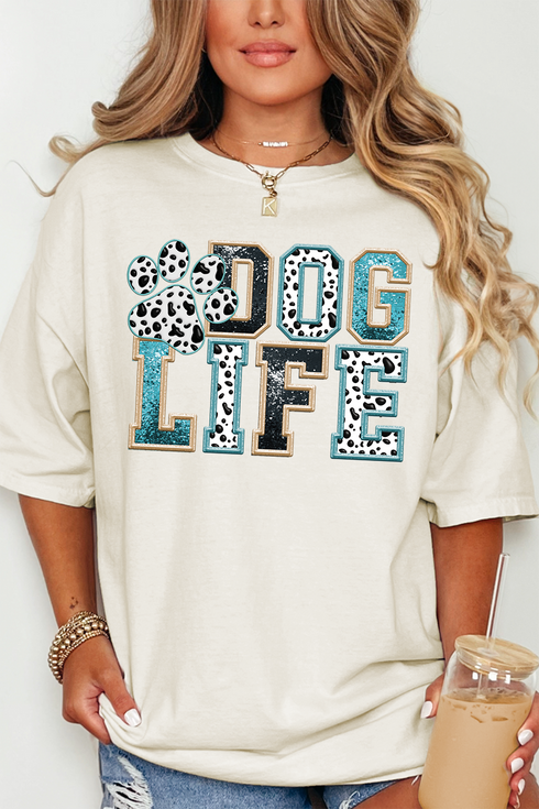 Dog Life Faux Glitter Comfort Colors Adult Ring-Spun Cotton Tee