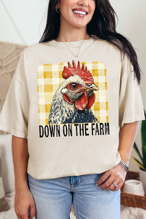 Down On The Farm Chicken Comfort Colors Adult Ring-Spun Cotton Tee
