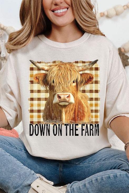 Down On The Farm Highland Cow Comfort Colors Adult Ring-Spun Cotton Tee