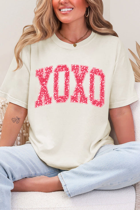Faux Glitter XOXO Comfort Colors Adult Ring-Spun Cotton Tee