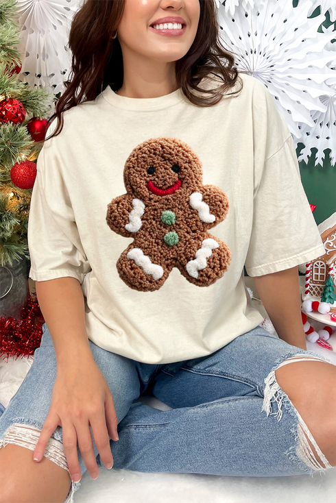 Faux Yarn Gingerbread Kisses Comfort Colors Adult Ring-Spun Cotton Tee