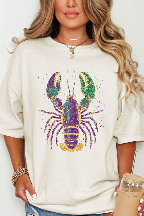 Glitzy Gras Crawfish Comfort Colors Adult Ring-Spun Cotton Tee