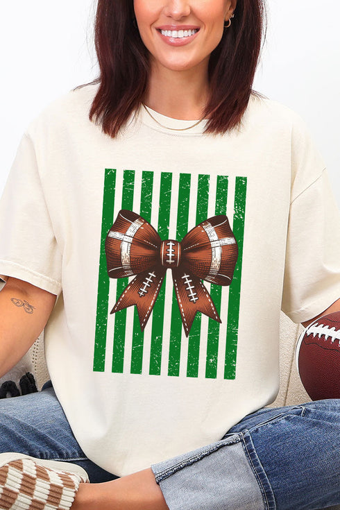 Green Varsity Bow Comfort Colors Adult Ring-Spun Cotton Tee
