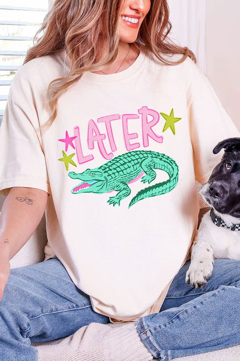 Pink Later Gator Comfort Colors Adult Ring-Spun Cotton Tee