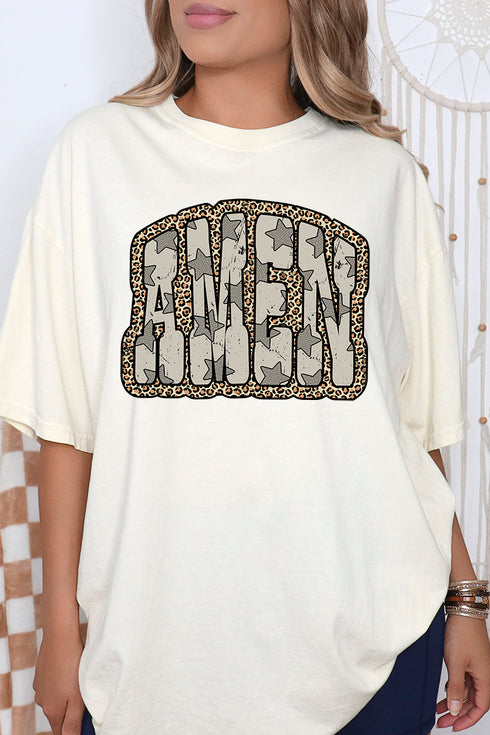 Leopard Star Amen Comfort Colors Adult Ring-Spun Cotton Tee
