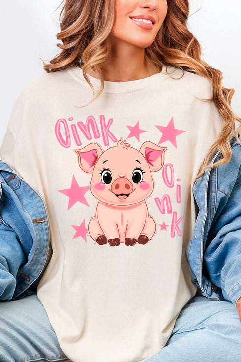 Oink Oink Shake Full Front & Back Design Comfort Colors Adult Ring-Spun Cotton Tee