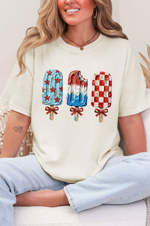 Painted Patriotic Popsicles Comfort Colors Adult Ring-Spun Cotton Tee