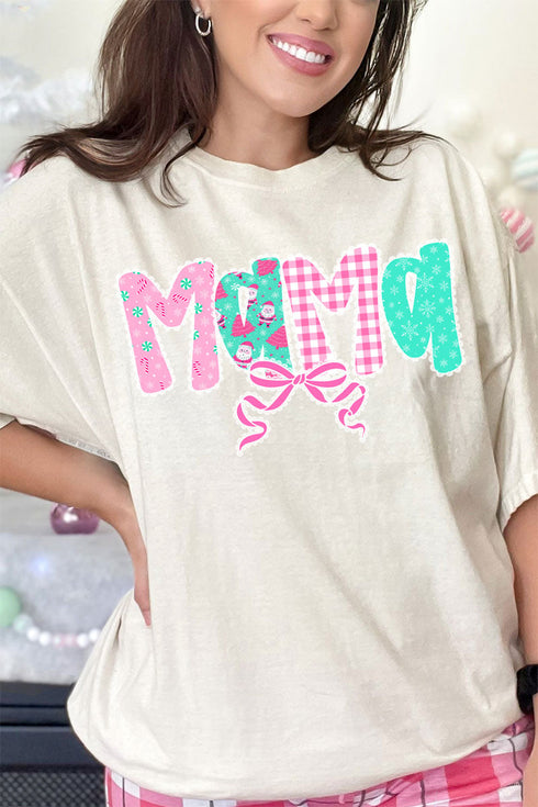 Pink And Preppy Christmas Custom Name Comfort Colors Adult Ring-Spun Cotton Tee *Personalize Your Name