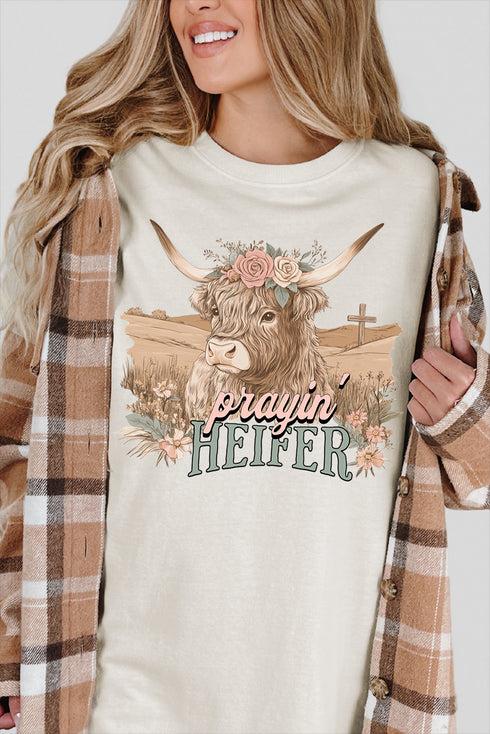Prayin' Heifer Comfort Colors Adult Ring-Spun Cotton Tee