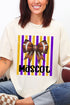 Personalized Purple & Yellow Gold Varsity Bow Comfort Colors Adult Ring-Spun Cotton Tee *Enter Mascot Name