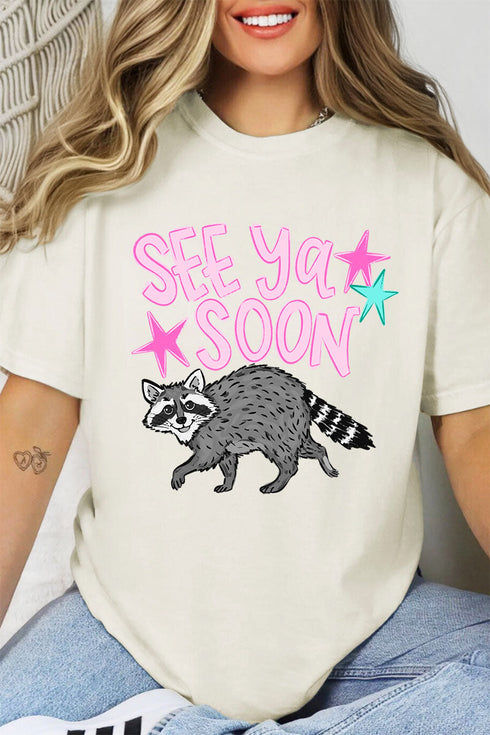 See You Soon Raccoon Full Front & Back Design Comfort Colors Adult Ring-Spun Cotton Tee