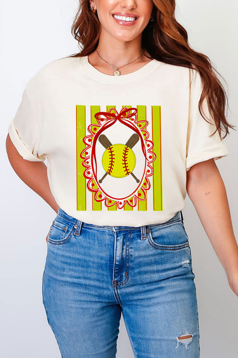 Softball Stripes Comfort Colors Adult Ring-Spun Cotton Tee