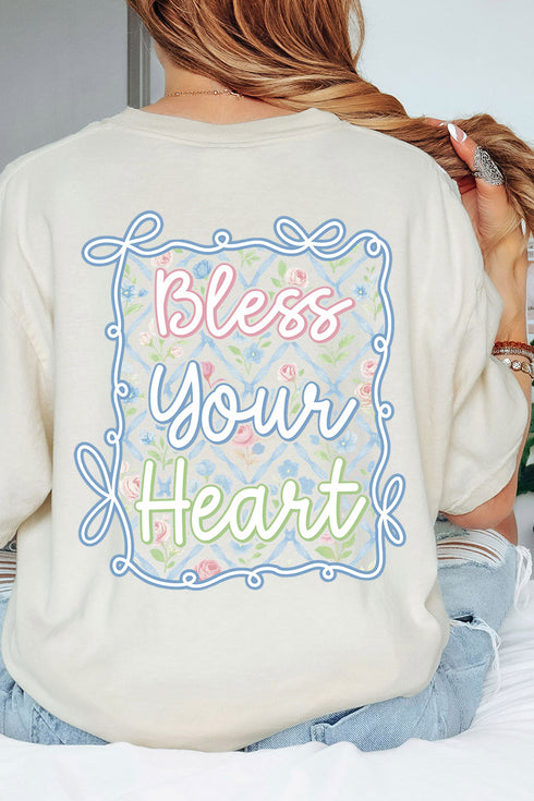 Spring Coquette Bless Your Heart Front & Back Comfort Colors Adult Ring-Spun Cotton Tee