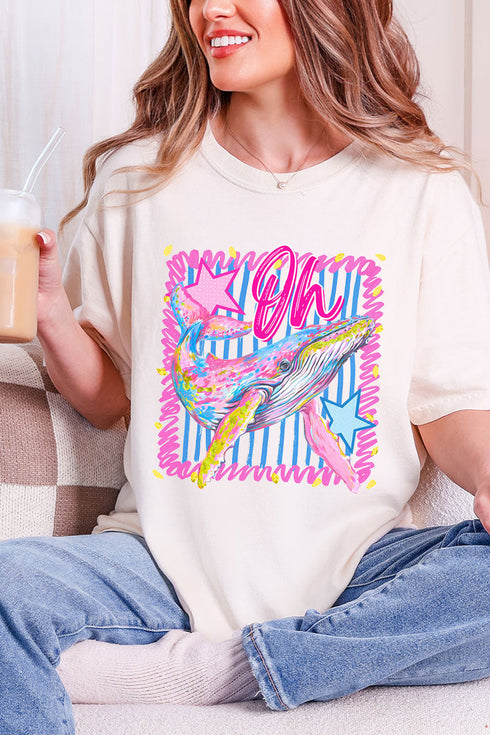 Striped Oh Whale Comfort Colors Adult Ring-Spun Cotton Tee